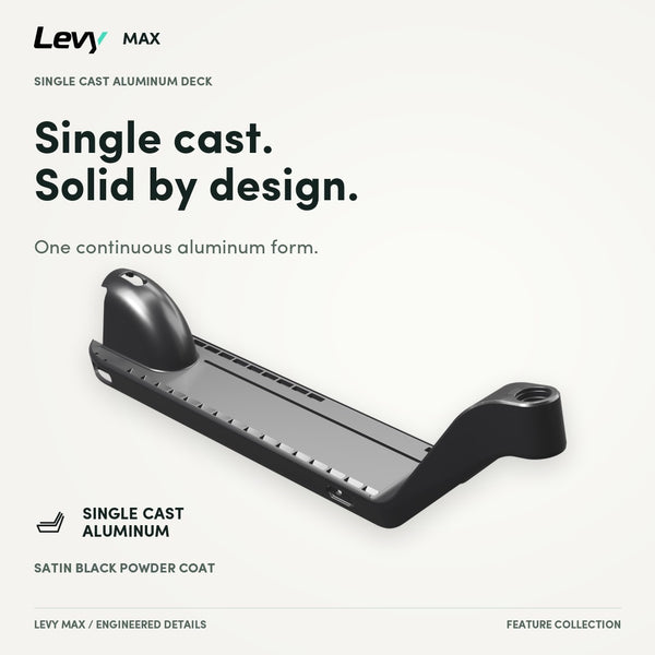 Levy Max single cast aluminum deck, satin black powder coat