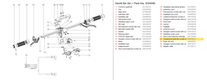 Handlebar Set exploded diagram + parts key — ES400/600 INDICATOR LIGHT MOUNTING SCREW highlighted (OKAI ES400)