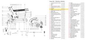 Frame Set exploded diagram + parts key — ES400A LOCKING NUT highlighted (OKAI ES400)