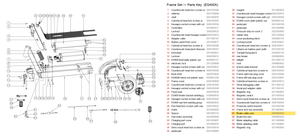 Frame Set exploded diagram + parts key — ES400A REAR BRAKE CABLE highlighted (OKAI ES400)