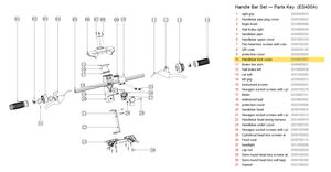 Handlebar Set exploded diagram + parts key — ES400A/B UPPER HANDLEBAR COVER highlighted (OKAI ES400)