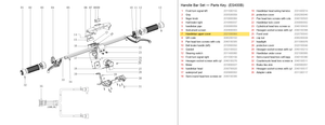 Handlebar Set exploded diagram + parts key — ES400A/B UPPER HANDLEBAR COVER FULL highlighted (OKAI ES400)