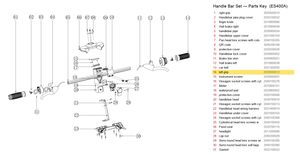 Handlebar Set exploded diagram + parts key — OKAI ES400 Left Grip highlighted (OKAI ES400)