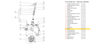 Front Wheel Set exploded diagram + parts key — OKAI ES400 Gasket highlighted (OKAI ES400)