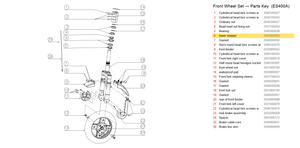 Front Wheel Set exploded diagram + parts key — OKAI ES400 Lower Stopper highlighted (OKAI ES400)