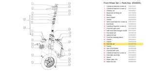 Front Wheel Set exploded diagram + parts key — OKAI ES400 Front Fork Set highlighted (OKAI ES400)