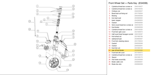 Front Wheel Set exploded diagram + parts key — OKAI ES400 Rear of Front Fender highlighted (OKAI ES400)