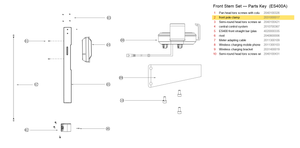 Stem / Folding Set exploded diagram + parts key — OKAI ES400 Front Pole Clamp highlighted (OKAI ES400)