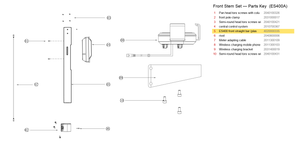 Stem / Folding Set exploded diagram + parts key — OKAI ES400 Front Straight Bar (Plastic Spray) highlighted (OKAI ES400)