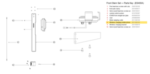 Stem / Folding Set exploded diagram + parts key — OKAI ES400 Wireless Charging Mobile Phone Holder highlighted (OKAI ES400)