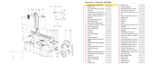 Frame Set exploded diagram + parts key — OKAI ES400 Mechanical Lock Components highlighted (OKAI ES400)