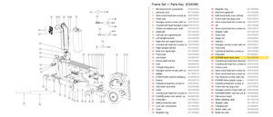 Frame Set exploded diagram + parts key — OKAI ES400B Frame Front Cover highlighted (OKAI ES400)
