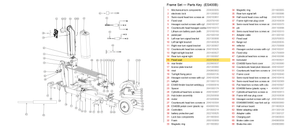 Frame Set exploded diagram + parts key — OKAI ES400B Fixed Seat (55 × 29 × 28) highlighted (OKAI ES400)
