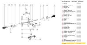 Handlebar Set exploded diagram + parts key — OKAI ES400 Gasket (Ø22.5 × Ø35 × 3T) highlighted (OKAI ES400)