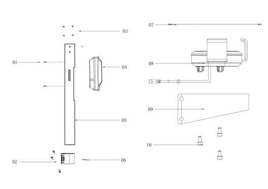 OKAI Meter adapting cable - SKU 2011300109 - assembly reference