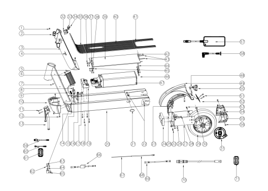 OKAI Right rear cover - SKU 2020100048 - assembly reference