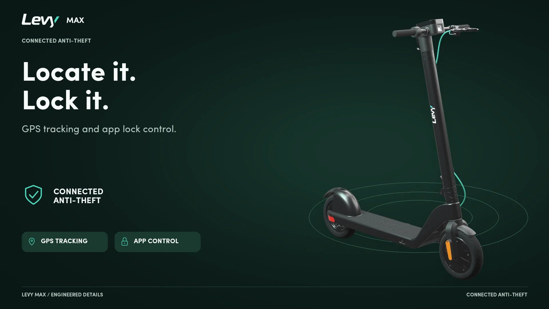 Locate it. Lock it. Connected anti-theft with GPS tracking and app lock control.